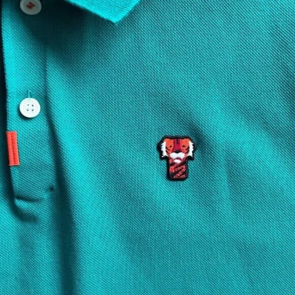 Nike Tiger Woods Polo Shirt Size L Teal Dri Fit Frank Logo Masters Performance - Picture 3 of 9